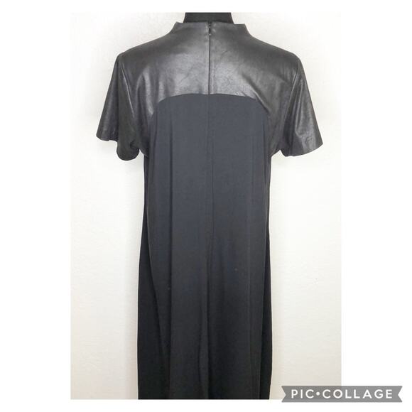 Ronen Chen black faux leather top shift midi dress size 4 or US 12 - Picture 14 of 14